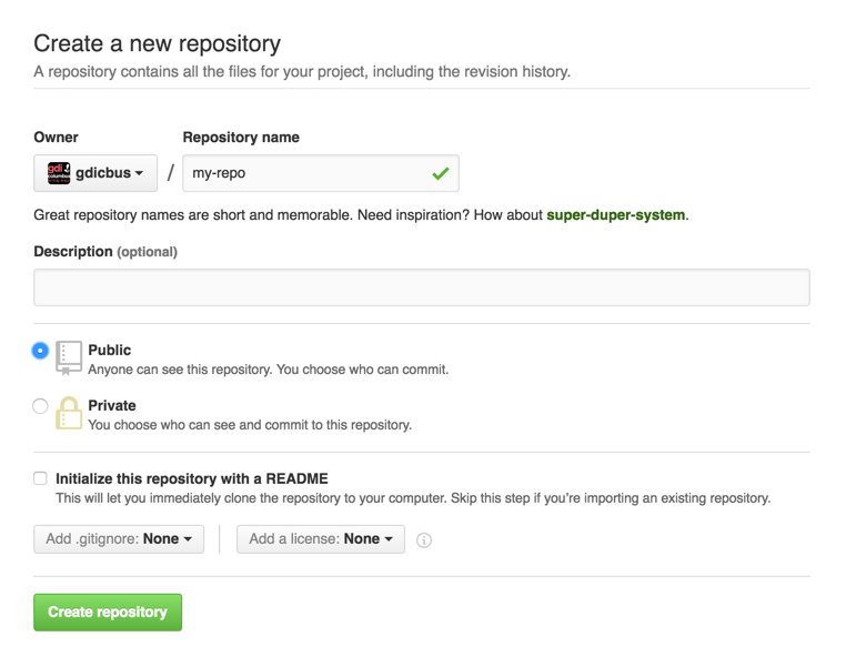 How to create a new repository. Image from https://help.github.com/articles/create-a-repo